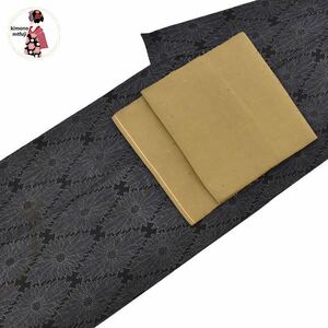 1円 紬 正絹 名古屋帯 2点セット 単衣 身丈157cm 同梱可 【kimonomtfuji】 3nfuji43659