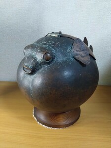 【嵯峨卓】鍛金作家　銅製オブジェ　魚オブジェ　ふぐ■八ヶ岳倶楽部　2007年当時物　　　GPN-2023052801