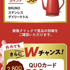 ■4ポイント■雪印メグミルク牛乳 春は.おいしいキャンペーン■BRUNOブルーノ ケトル■QUOクオカード500円分■レシート懸賞応募■の画像2