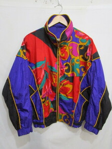 ♪USA輸入 ヴィンテージ 80s EASTWEST 総柄ジャケット ブルゾン・SizeM 古着 ビンテージ 