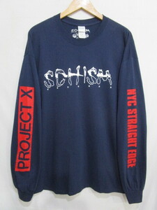 ♪新品 SCHISM RECORDS NYC STRAIGHT EDGE PROJECT X ロングTシャツ・SizeXL NYHC SXE