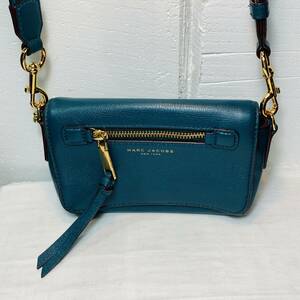 MARC JACOB NEW YORK マークジェイコブス ショルダーバッグ レザー グリーン レディース ショップ布袋付き USED品 