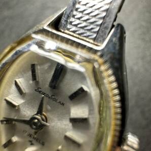 ★コレクター必見！！ Seiko SOLAR 17JEWEL セイコー ソーラー ビンテージ 手巻き レディース 腕時計 シルバー 時計 アクセサリー G631の画像2