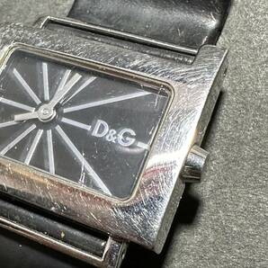 ★コレクター必見 DOLCE＆GABBANA TIME ドルチェアンドガッバーナ ビンテージ クオーツ 腕時計 シルバー 黒文字盤 正規品 部品取り G760の画像2