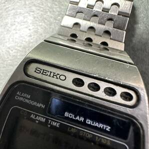 ★コレクター必見！！ SEIKO SOLAR QUARTZ セイコー クロノグラフ デジタル 腕時計 シルバー A156-5010 ビンテージ 時計 部品取り G778の画像2