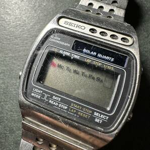 ★コレクター必見！！ SEIKO SOLAR QUARTZ セイコー クロノグラフ デジタル 腕時計 シルバー A156-5010 ビンテージ 時計 部品取り G778の画像1