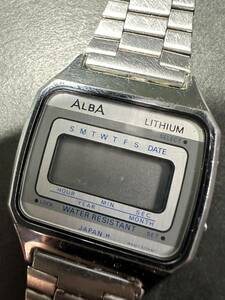 ★コレクター必見！！ SEIKO ALBA LITHIUM セイコー アルバ ビンテージ デジタル 腕時計 シルバー W401-5050 時計 部品取り メンズ G780