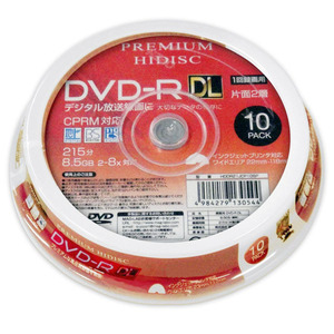 録画用DVD-R DL 8倍速 10枚 HDDR21JCP10SP （CPRM対応）