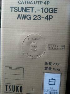 【新品】TSUKO(通信興業) Cat6A UTP 4P TSUNET-10GE AWG 23-4P LAN（UTP）ケーブル (白色) 200m巻