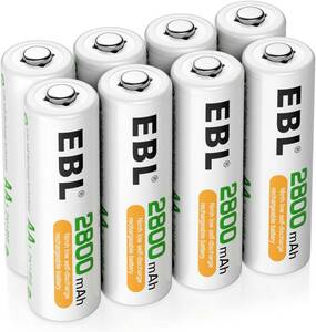 EBL 単3電池 充電式 8個 パック ケース付き 2800mAh ニッケル水素充電 単三電池 充電池 単3 単3充電池 単三充電