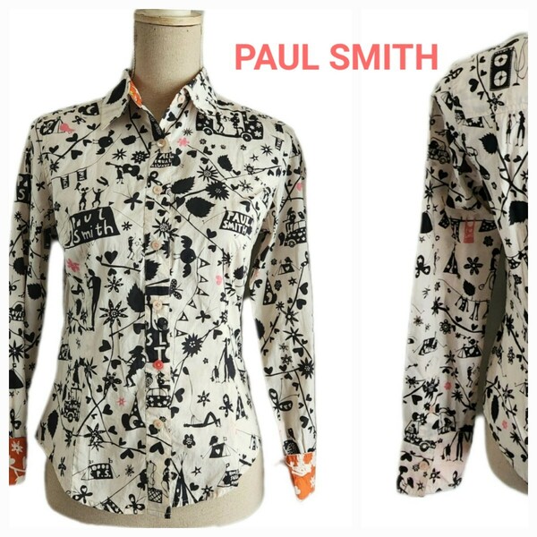 美品　Paul Smith 　M～L　可愛いシャツブラウス 長袖シャツ 総柄