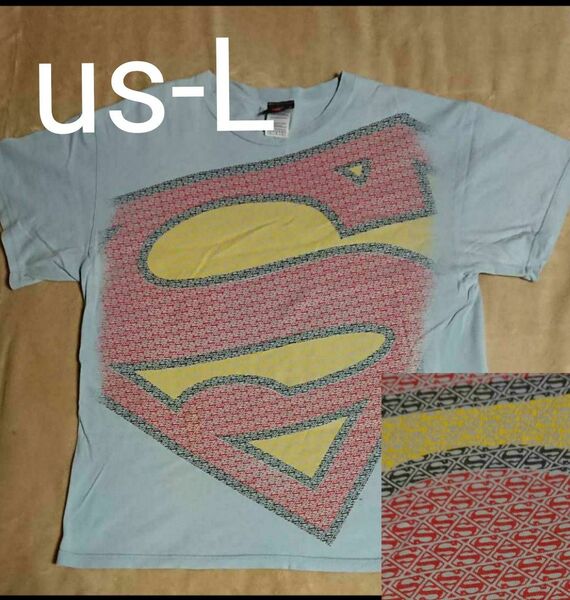 【used 】スーパーマン ミニロゴ Tシャツ〈us-L〉マン オブ スティール/DCコミック/ジャスティスリーグ/アメコミ