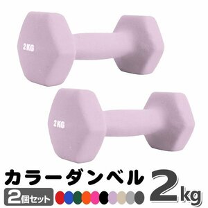 未使用 ダンベル 2kg 2個セットカラーダンベル 鉄アレイ ダンベル コンパクト おしゃれ かわいい カラフルダンベル エクササイズ 筋トレ