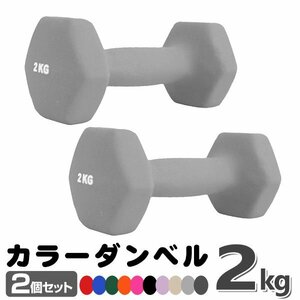 未使用 ダンベル 2kg 2個セットカラーダンベル 鉄アレイ ダンベル コンパクト おしゃれ かわいい カラフルダンベル エクササイズ 筋トレ