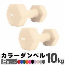 未使用 ダンベル 10kg 2個セットカラーダンベル 鉄アレイ ダンベル コンパクト おしゃれ かわいい カラフルダンベル エクササイズ 筋トレ_画像1