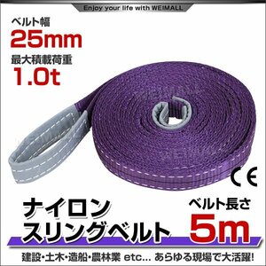 未使用 スリングベルト 5m 幅25mm 使用荷重1000kg 吊りベルト ベルトスリング ナイロンスリング ナイロンスリングベルト