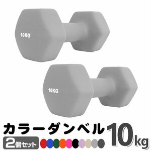 未使用 ダンベル 10kg 2個セットカラーダンベル 鉄アレイ ダンベル コンパクト おしゃれ かわいい カラフルダンベル エクササイズ 筋トレ