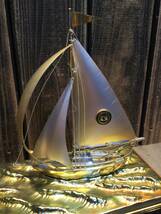 保管品　銀製 SILVER EP Monthly Cup May1991 Winner 帆船の置物 ガラスケース付き ヨット 船 金属工芸 銀細工 シルバー_画像3