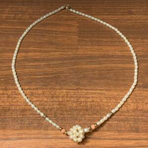 ベビーパール パール ネックレス 約2.4cm～約2.8cm 約42cm ホワイト系 留め具 14K 刻印 淡水真珠