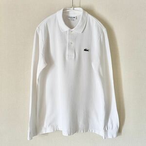 【日本製・3】ラコステ LACOSTE オリジナルフィット 長袖 ポロシャツ L1312DL 綿 コットン 100% MADE IN JAPAN ジャパン 白 ホワイト