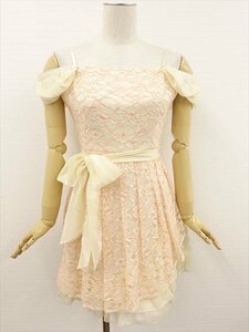 未使用品 ドレスデコ dressdeco ひざ丈 レースキャミソールワンピース ドレス M オレンジ×アイボリー 花柄