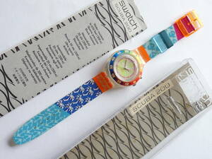  не использовался батарейка заменен Swatch Swatch 1995 год модели скуба подсветка .. циферблат .... Roo mi- модель MIND THE SHARK номер товара SDK902