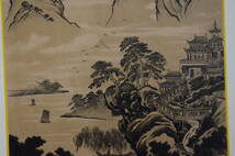 屏風 六曲 景文 縦131.5cm 横56cm インテリア 日本画 模写 印刷_画像7