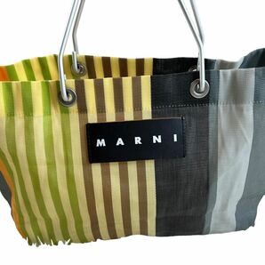  1円〜 MARNI マルニ フラワーカフェ マルチカラー メッシュ ナイロン カゴトート 春夏 海の画像2