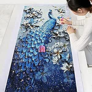 Art hand Auction Instarry DIY 5D ダイヤモンドアート 絵画 壁の装飾 モザイク ビーズ 工作キット 孔雀 (40x62cm), 裁縫, 刺繍, 刺繍, 作成キット