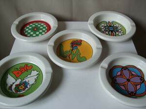 1960s Vintage / Peter Max / Ashtray / 灰皿 中 ５客 陶器製 当時物 ビンテージ中古品　ピーターマックス　