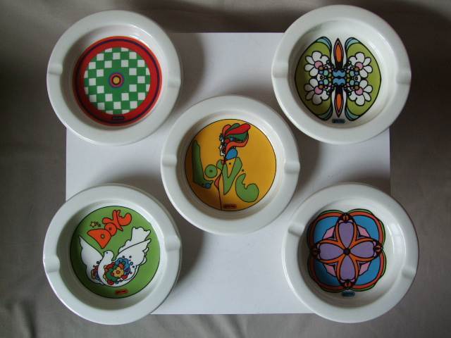 1960s Vintage / Peter Max / Ashtray / 灰皿 中 ５客 陶器製 当時物 