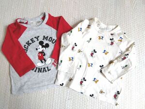 【２枚セット】Ｈ＆Ｍ長袖Tシャツ ミッキー