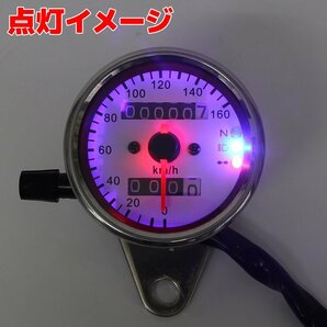 汎用 バイク 機械式 スピードメーター 60mm 160km/h ステー・LEDバックライト付 ベンリィ GB250クラブマン FTR PS250 FTR223 CL400の画像4