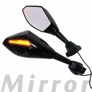 汎用 LEDウインカー付カウルミラー ブラック ポリゴンタイプ 左右セット 新保安基準適合 CBR1000RR-R CBR250R TZR250 YZF-R7 ZXR400 GSX-Rの画像1