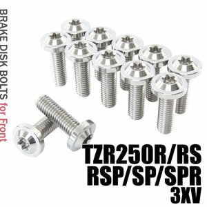 メール便OK！ チタンボルト ヤマハ TZR250R RS RSP SP SPR 3XV専用 ブレーキディスクボルト フロント用 12本セット M8×25 P1.25 シルバー