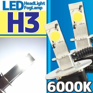 バイク用 H3 高輝度 LED ヘッドライト フォグランプ 6000K 6000ケルビン 2灯分 冷却ファン付き 高性能デジタルコントローラー 12V・24V用