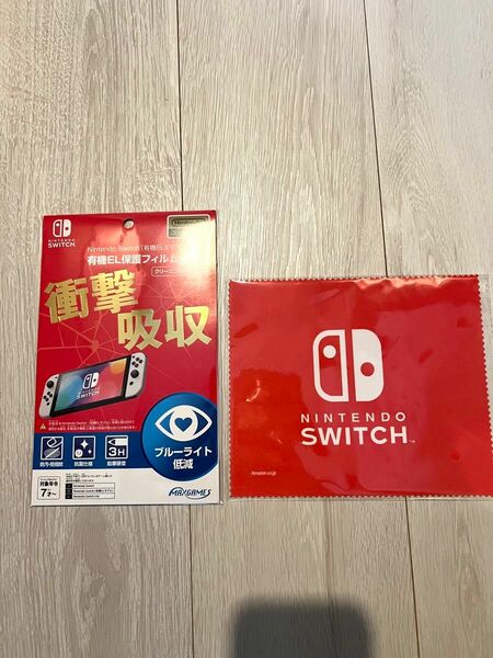 Nintendo Switch 用有機EL保護フィルム+マイクロファイバークロス