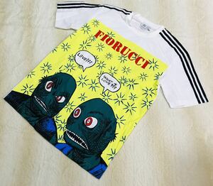 ☆adidas×FIORUCCI☆アディダス オリジナルス ビッグロゴ ビッグサイズ グラフィック 半袖 Tシャツ L 白系 ドット柄 ユニセックス FM1761