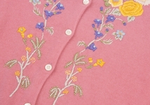 ケイタマルヤマKEITA MARUYAMA コットン花刺繍ニット七分袖カーディガン ピンク1_画像8