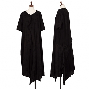 ヨウジヤマモト ファムYohji Yamamoto FEMME ドットジャガード切替プルオーバーワンピース 黒2