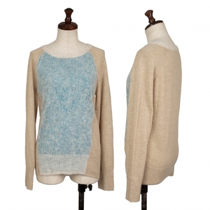  Tsumori Chisato TSUMORI CHISATO alpaca . panel switch knitted sweater beige light blue 2