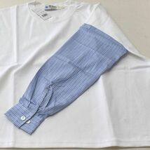 GDC ジーディーシー 長袖ビッグTシャツ 丸首 ワイドシャツ ブラウス 異素材そで 男女兼用 ユニセックス メンズSサイズ 白 送料無料 A323_画像5