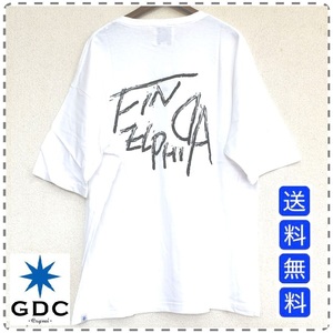 GDC ジーディーシー 綿100% 半袖Tシャツ 丸首 バックプリント 胸ポケット コットン 男女兼用 ユニセックス メンズSサイズ 白 送料無料 A382