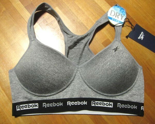 *送料無料*LL*Reebok*グレー*ブラジャー*DRY 吸水速乾*カップ一体型*リーボック*