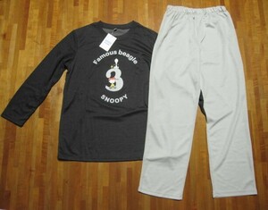 * new goods *L*SNOOPY* room wear top and bottom * charcoal × light gray * pyjamas *PEANUTS* Snoopy *