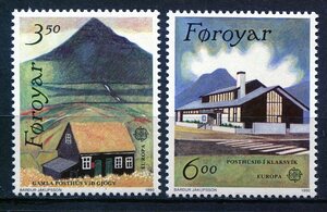 FO1◇フェロー　1989年　新旧郵便局・ヨーロッパ　2種完　NH