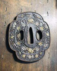  sword fittings guard on sword armor Edo era sword guard on sword .. old house . warehouse goods 1 jpy start 