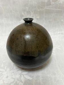 窯印 耕 一輪挿し 花瓶 置物 フラワーベース 花器 陶器 工芸品 レトロ時代旧蔵■時代物・古陶瓷旧家買出品高さ130mm