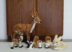  fur animal real miniature deer * Bambi * squirrel * rabbit 6 body set 