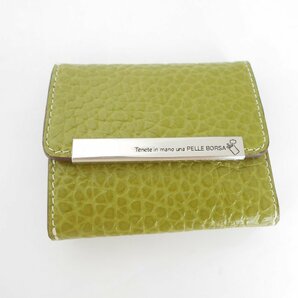 〇PELLE BORSA ペレボルサ レザー ミニ 財布 ウォレット グリーン 三つ折り財布の画像1